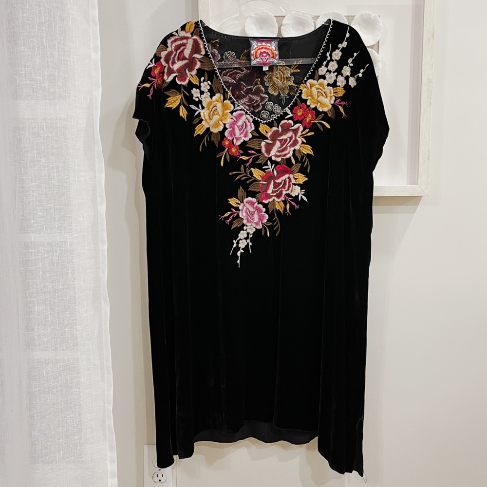 Johnny Was Black Velvet Tunic Top